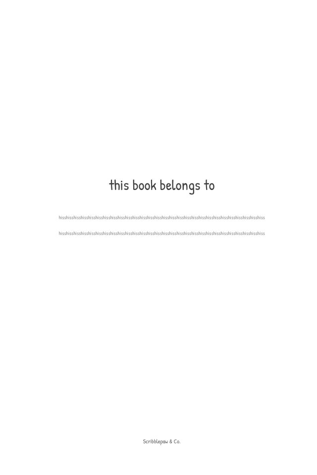 HISS notebook inside: "This book belongs to" page