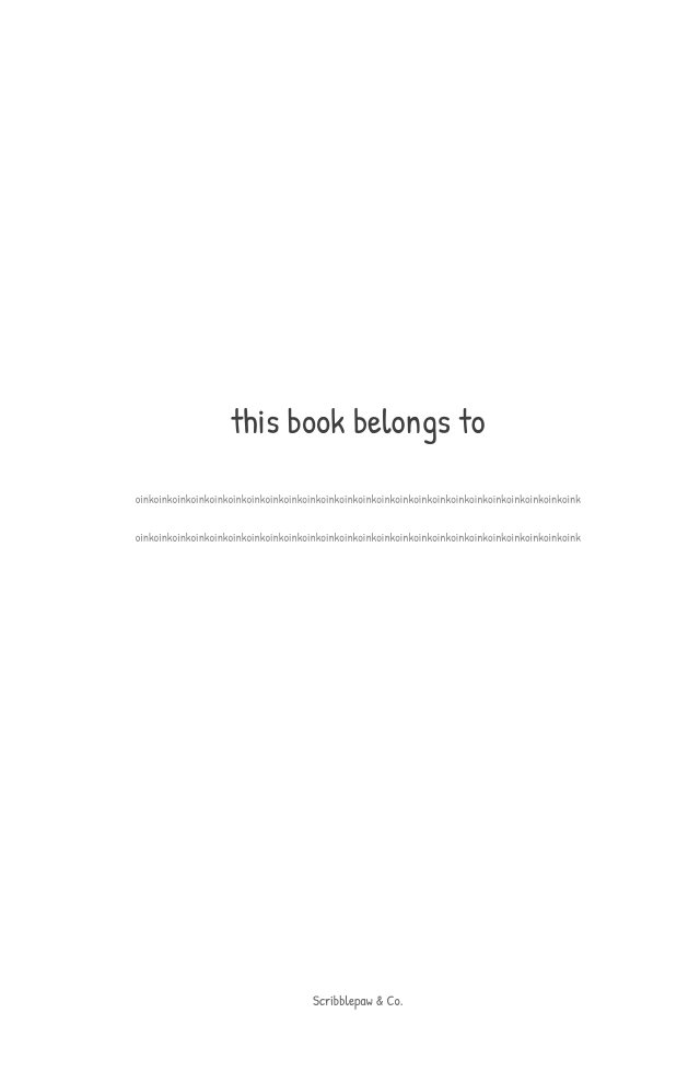 OINK notebook inside: "This book belongs to" page