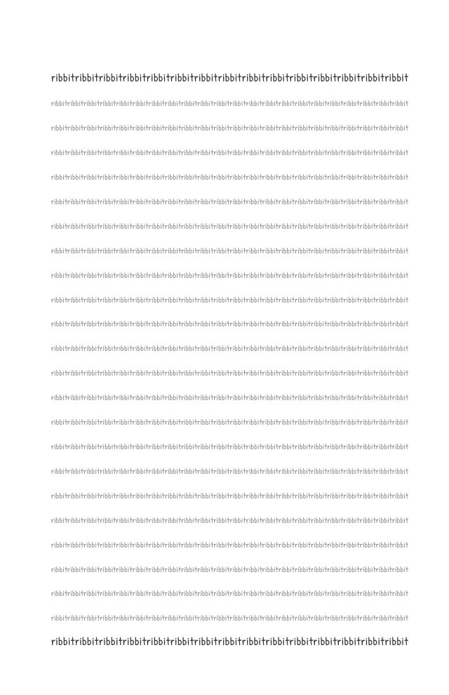 RIBBIT notebook inside: A lined page: every line says ribbit